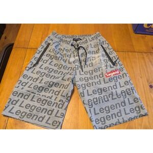 Encrypted Legend Graphic Print Shorts Mens Medium Grey Black Streetwear